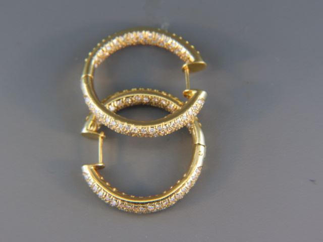 Appraisal: Diamond Hoop Earrings round diamonds totaling carats high grade k