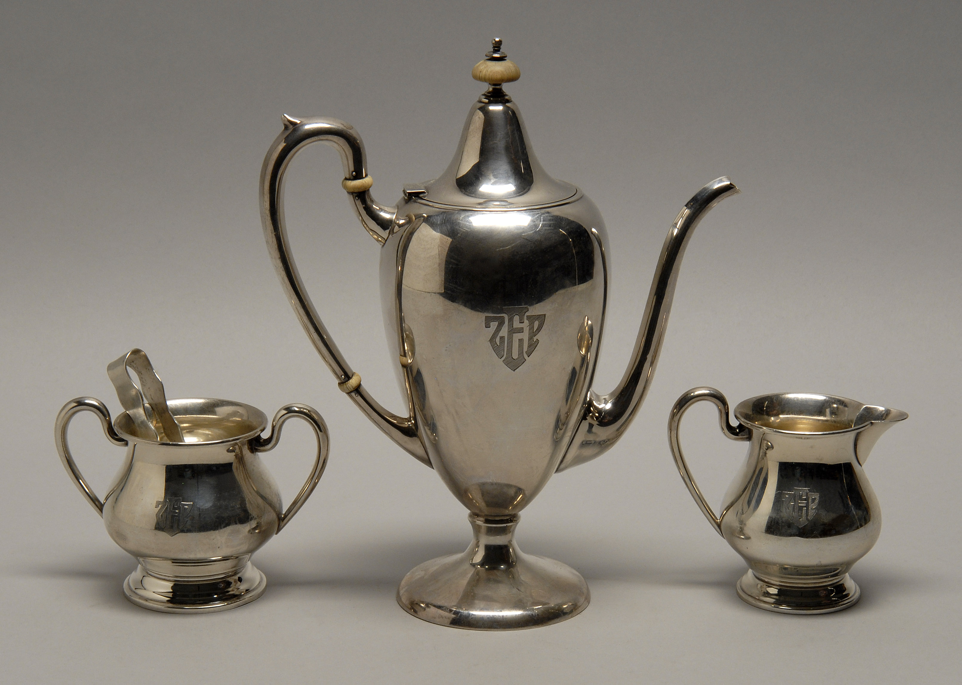 Appraisal: STERLING SILVER ASSEMBLED FOUR-PIECE TEA SET American th CenturyIncludes a