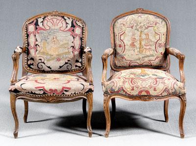 Appraisal: Two similar Louis XV style fauteuil beechwood frames with other