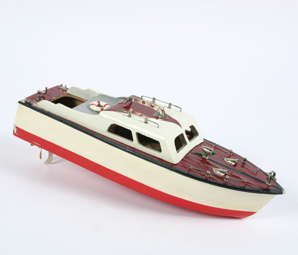 Appraisal: Vintage Japanese model motor boat painted wood Chris-Craft design L