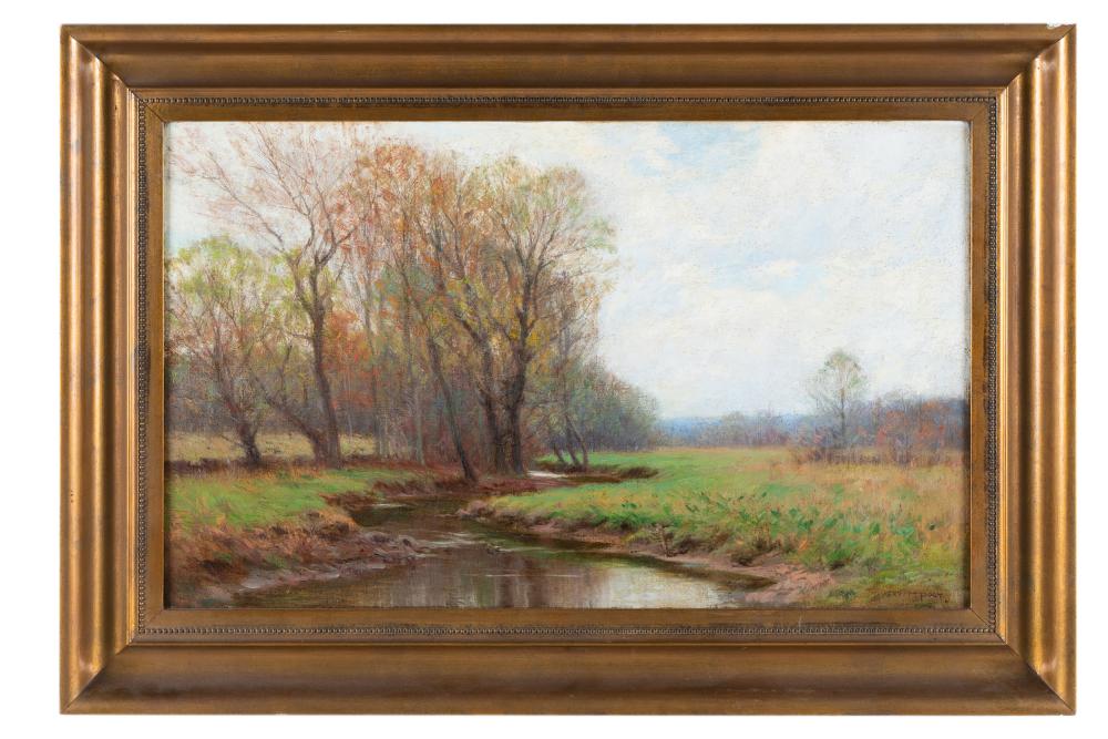 Appraisal: WILLIAM MERRITT POST - RIVER LANDSCAPEoil on board signed lower