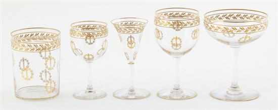 Appraisal: Continental gilt-crystal stemware circa gilt pattern consisting of tumblers H