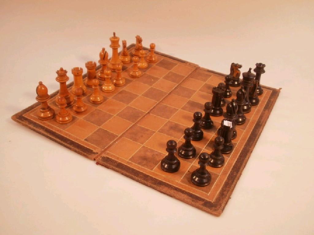 Appraisal: A vintage box wood Staunton chess set by the British