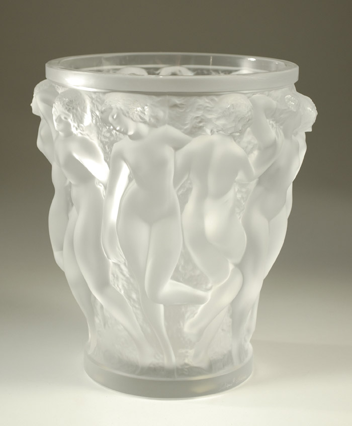 Appraisal: LALIQUE BUCCHANTES VASE frosted and molded glass incised Lalique France