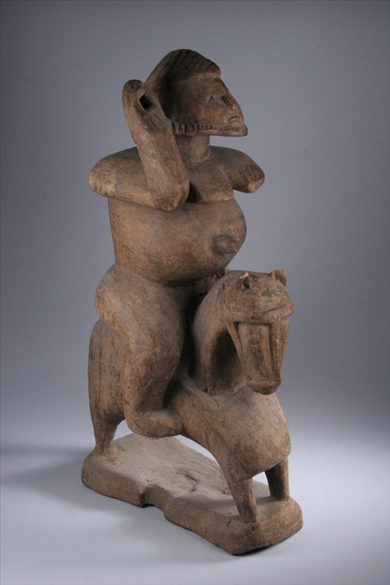 Appraisal: DOGON WOOD FIGURE OF A FEMALE ON HORSEBACK - x