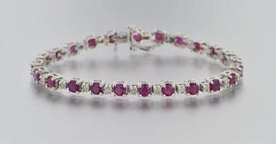 Appraisal: A Ruby and Diamond Bracelet k white gold bracelet set