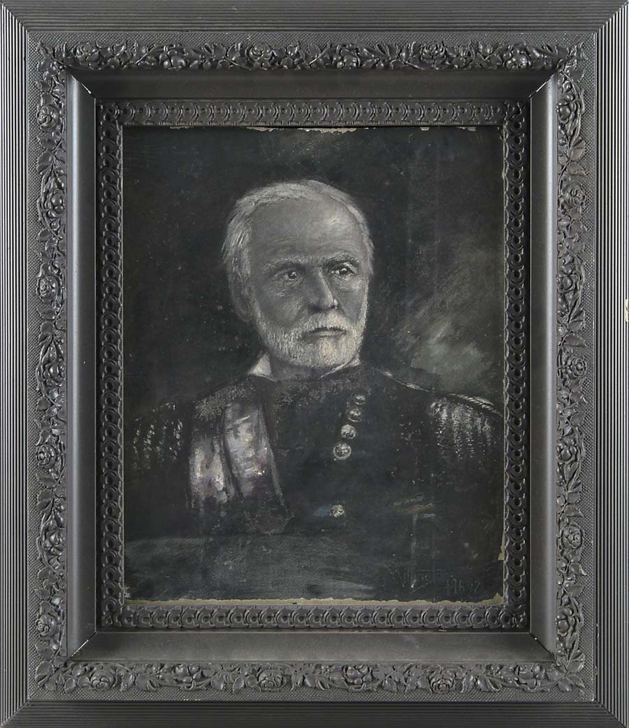 Appraisal: FRAMED OLD PAINTING ON ARTIST BOARD OF GEN SHERMAN Fine