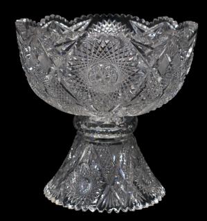 Appraisal: AMERICAN BRILLIANT PERIOD STAR PEDESTAL PUNCH BOWL American Brilliant Period