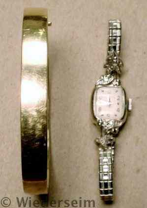 Appraisal: Ladies k yg bangle bracelet grams and a Lady Elgin