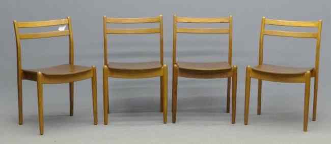 Appraisal: Set of teak Mid Century chairs '' Seat Ht ''