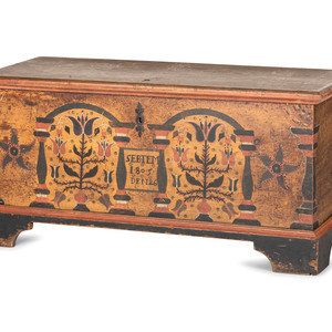 Appraisal: A Chippendale Grain and Polychrome Paint Decorated Pine Blanket Chest