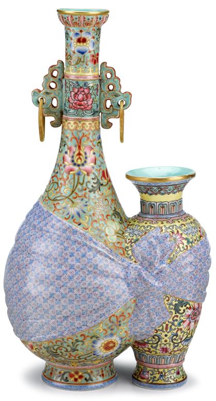 Appraisal: Chinese famille rose porcelain double vase th century