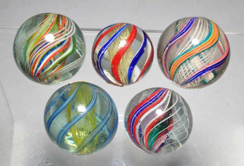 Appraisal: Lot of Swirl Marbles Description Group includes assorted latticino and