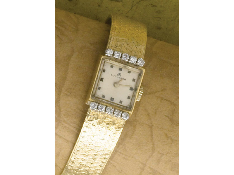 Appraisal: BUCHERER DIAMOND WATCH k yellow gold ladies watch with flexible