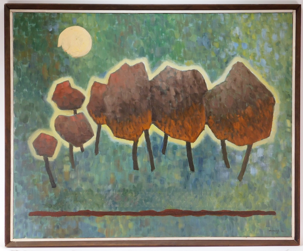 Appraisal: ROBINSON MURRAY MODERN NOCTURNAL FOREST PAINTING Massachusetts - Titled Trees