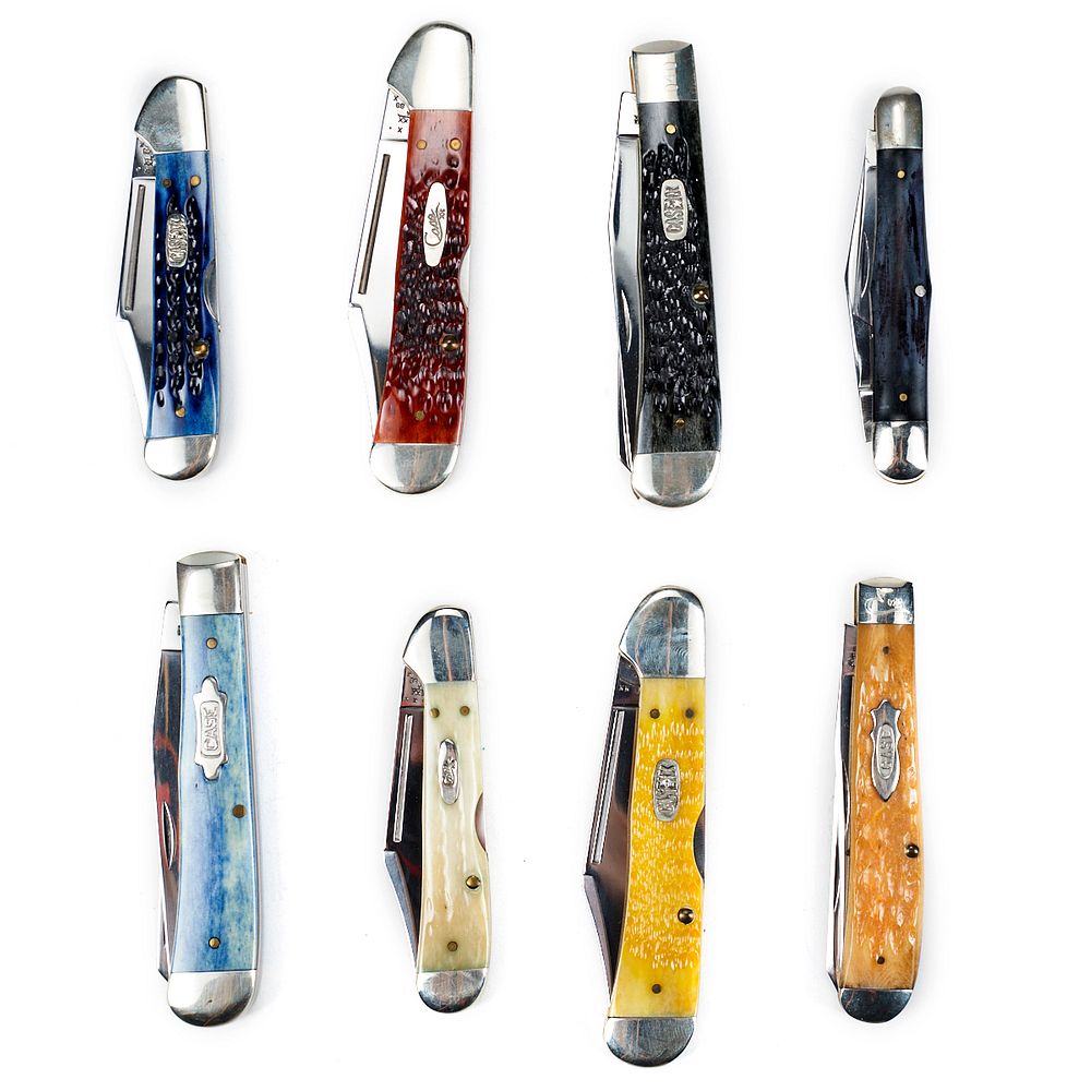 Appraisal: Grp Case Folding Knives Group of eight custom artisanal Case