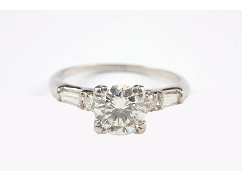 Appraisal: Platinum Engagement Ring one prong set round brilliant cut diamond