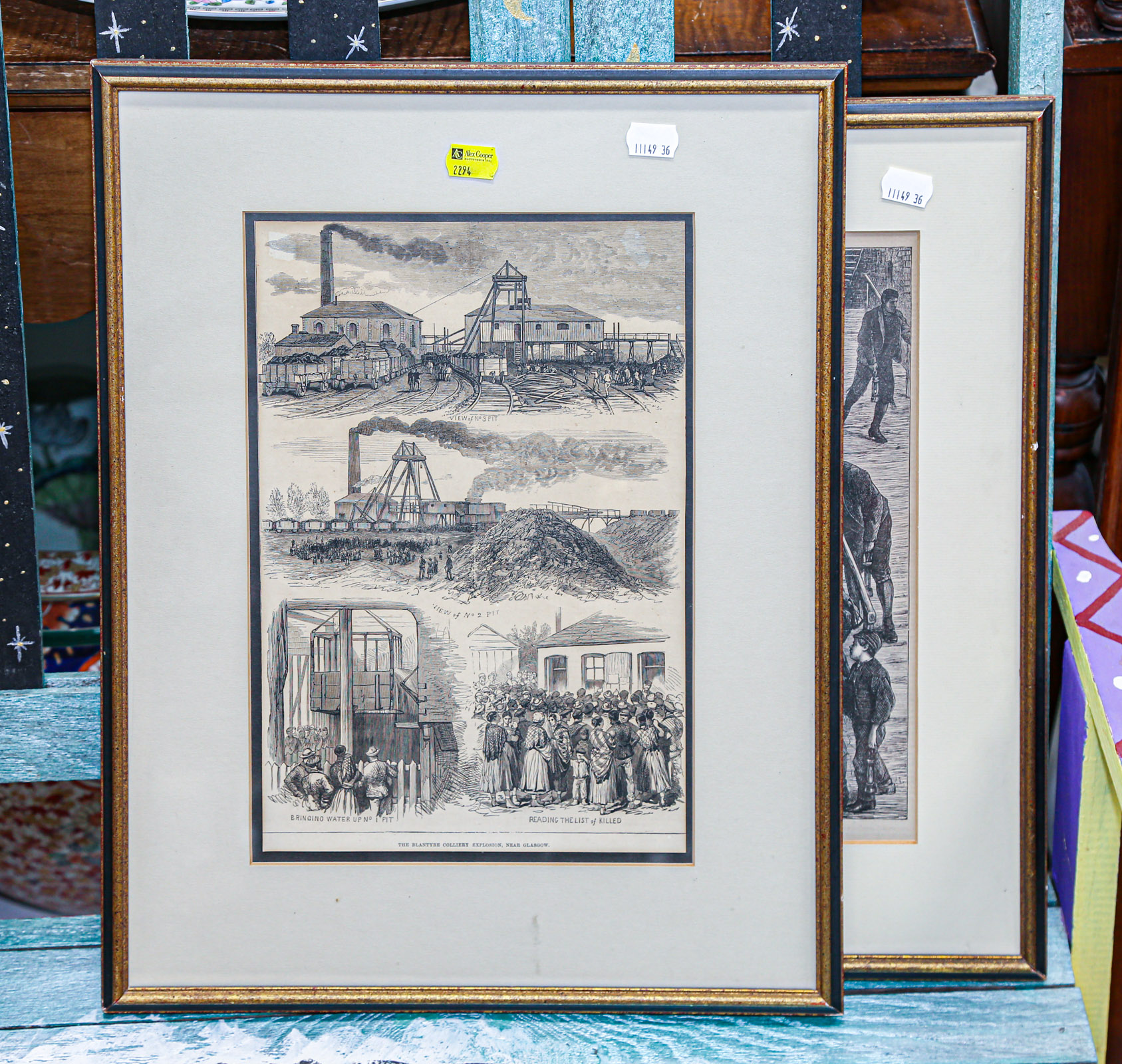 Appraisal: TWO FRAMED COAL-MINING PRINTS Probably from the Illustrated London News