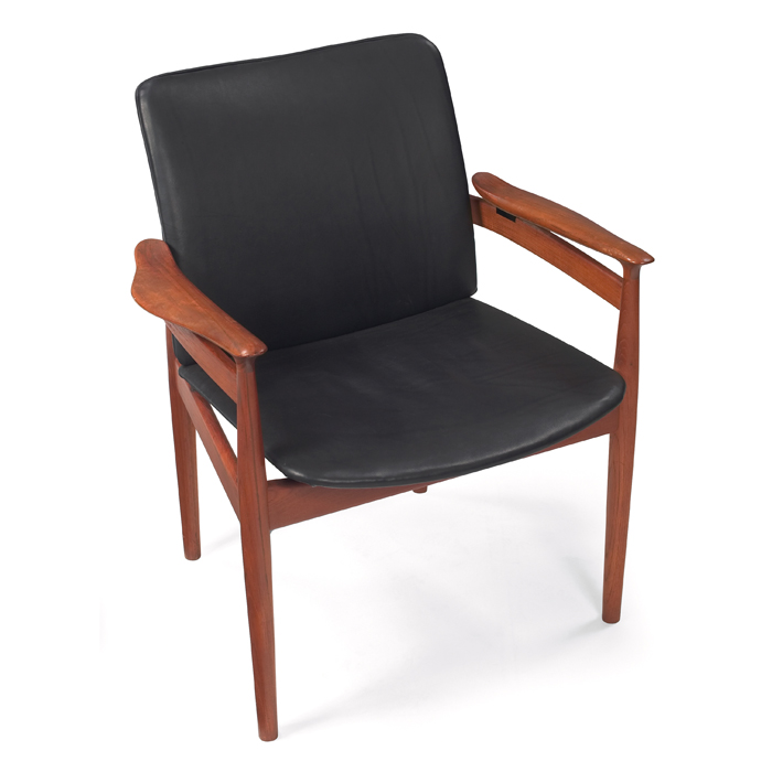 Appraisal: Finn Juhl armchair by France and Daverkosen Denmark teak frame