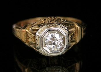 Appraisal: A Vintage Diamond Solitaire Ring k cast and engraved yellow