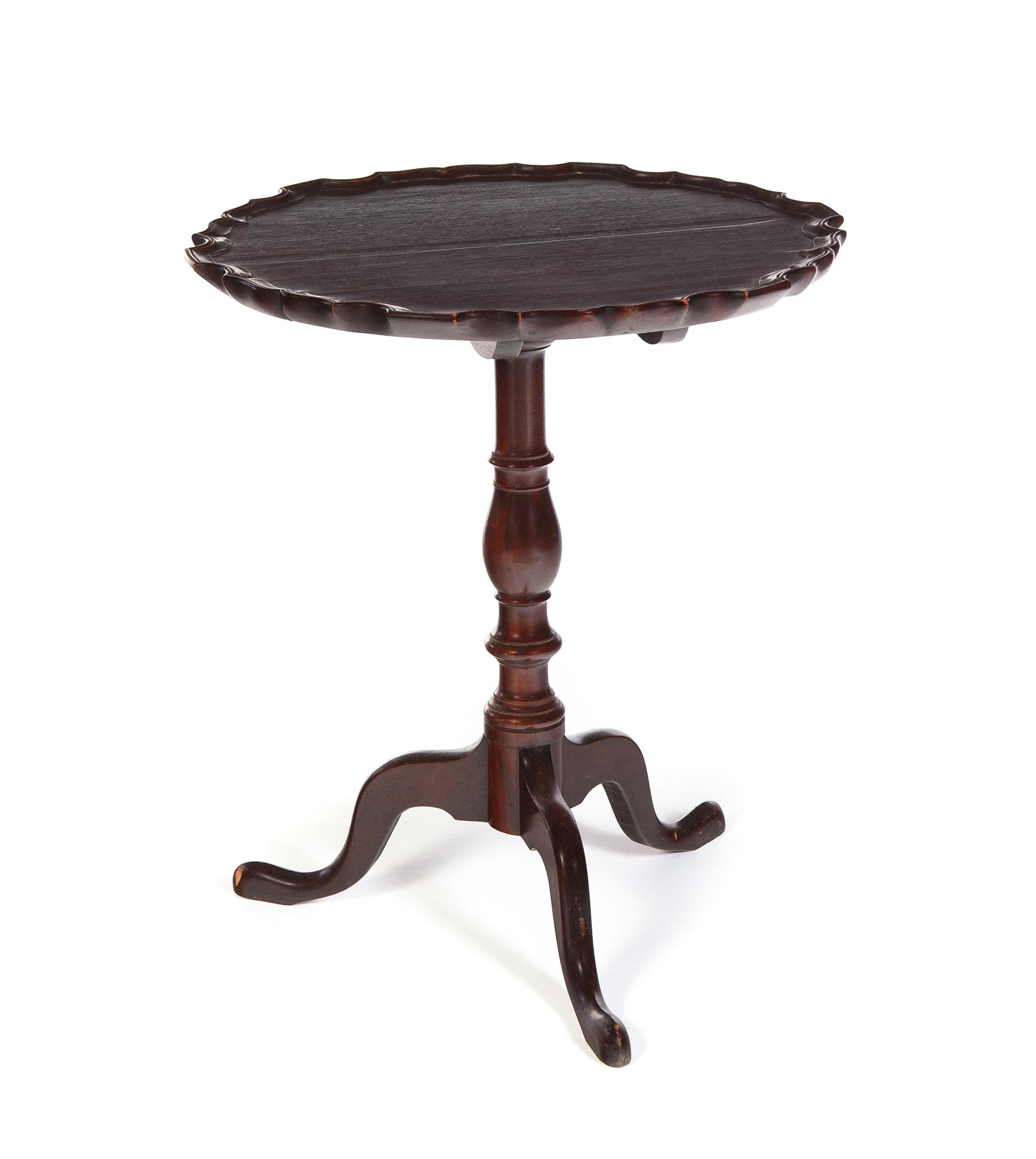 Appraisal: BENCH MADE PIECRUST TILT-TOP TABLE First half- th century mahogany