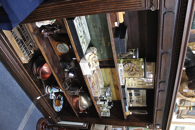 Appraisal: A LARGE DARK STAINED OPEN BOOKCASE of three shelves with