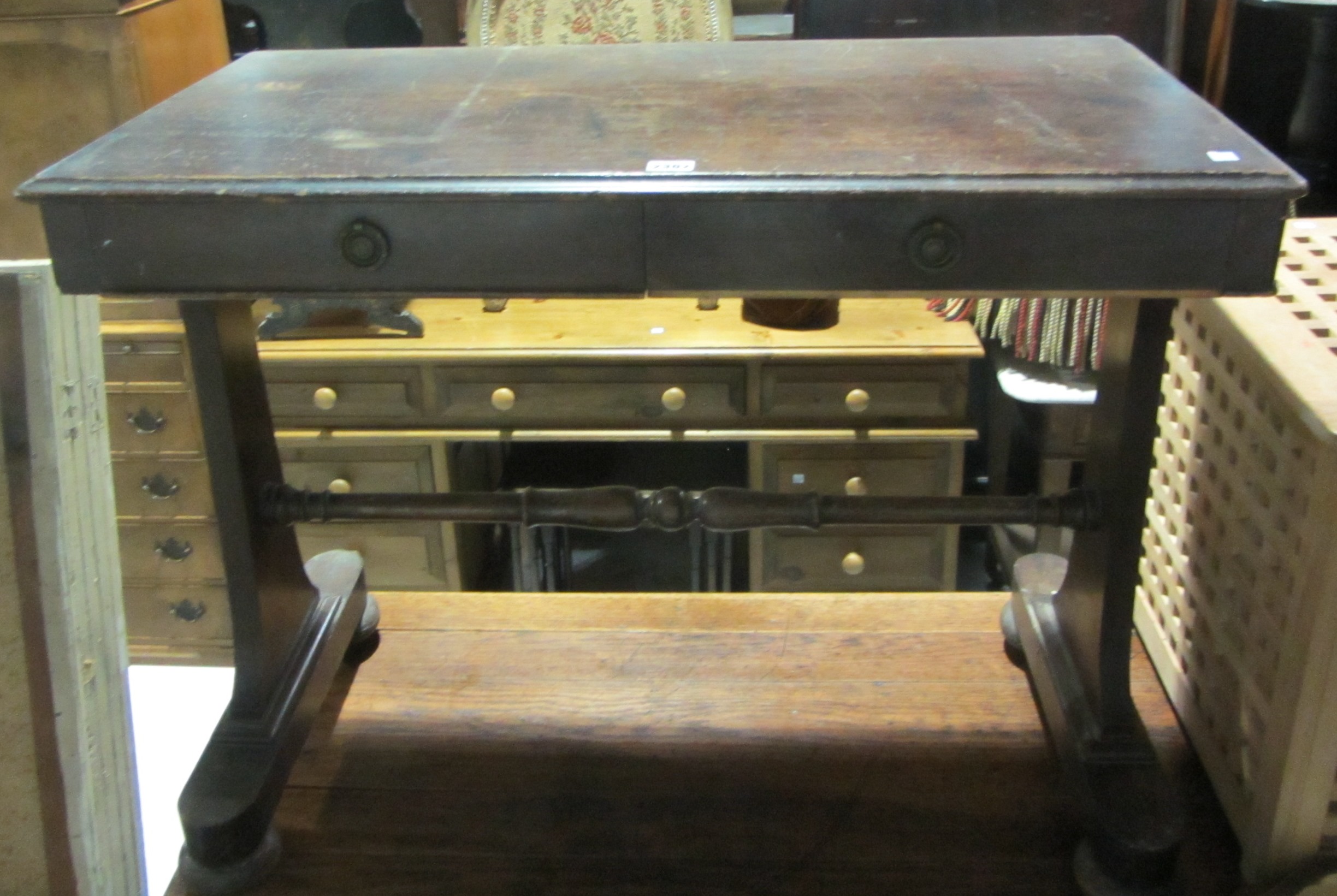 Appraisal: A mahogany two drawer table