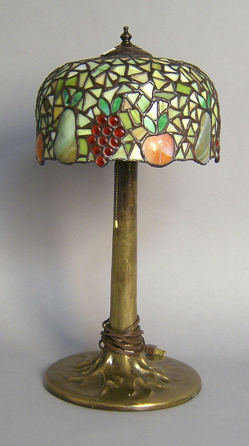 Appraisal: Leaded glass table lamp h