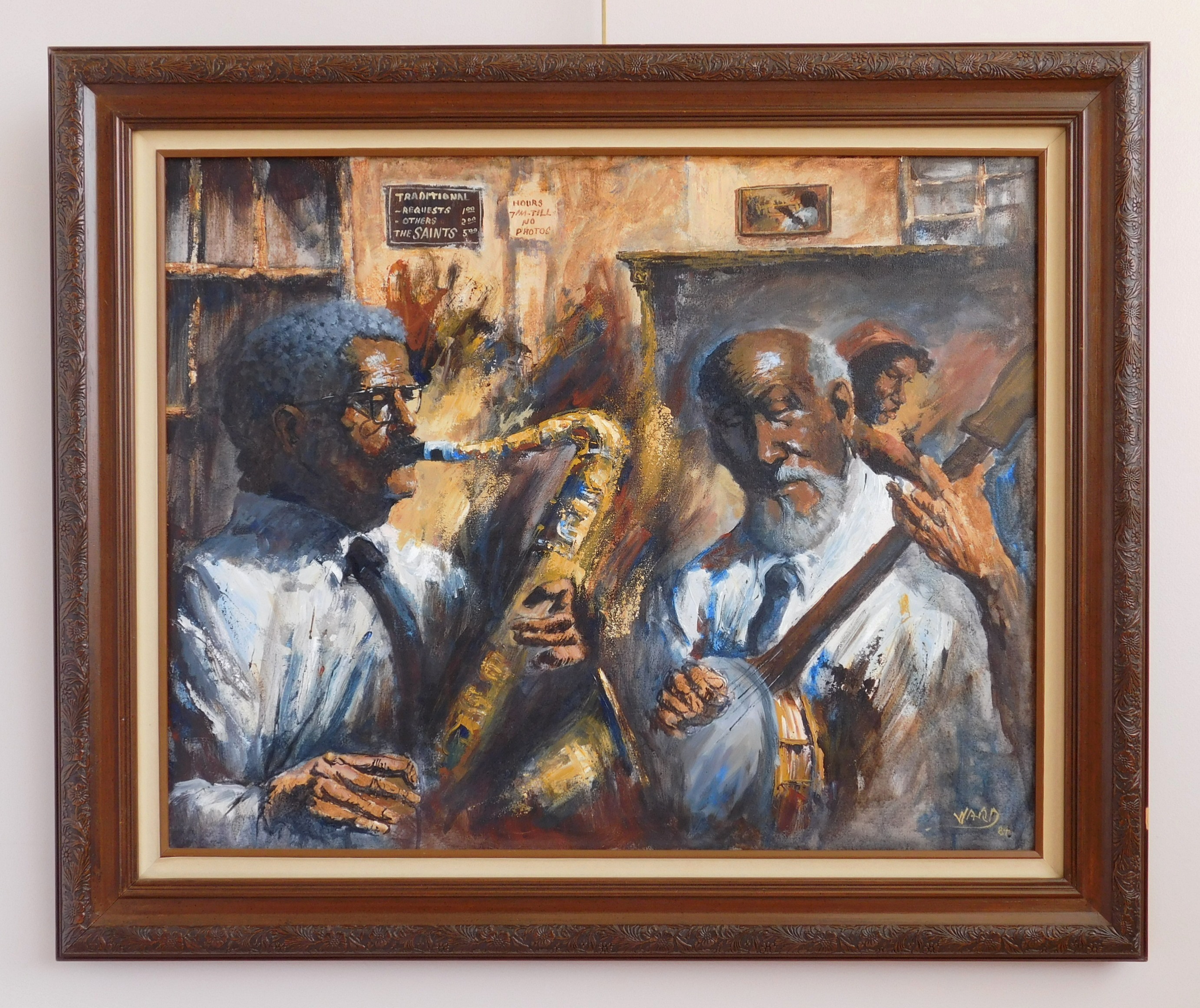 Appraisal: Ward Jazz Musicians- oil on canvas signed and dated Ward