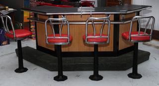 Appraisal: Woolworth Glass Onyx Lunch Counter and four stools from the