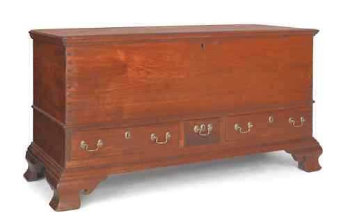 Appraisal: Pennsylvania Chippendale walnut blanket chest ca h w