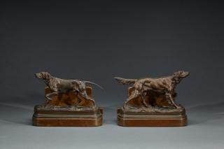 Appraisal: after Jules Moigniez French - Hunting Dog Book Ends c