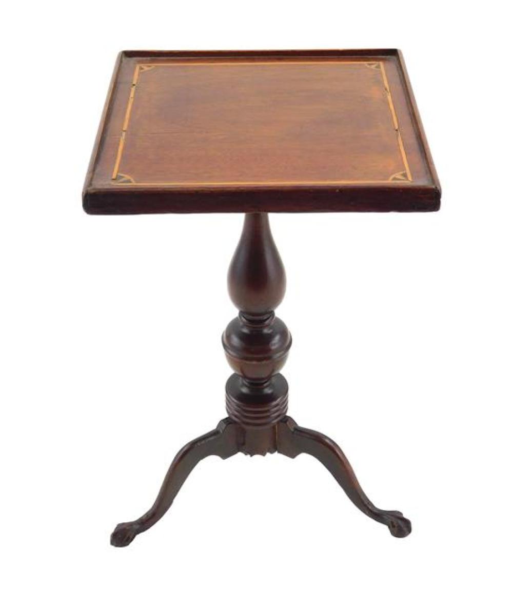 Appraisal: Miniature Chippendale form tilt-top tea table square top with string