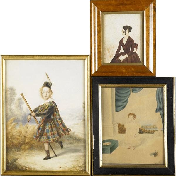 Appraisal: WATERCOLOR PORTRAITS Grouping of three images include Elizabeth Wright a