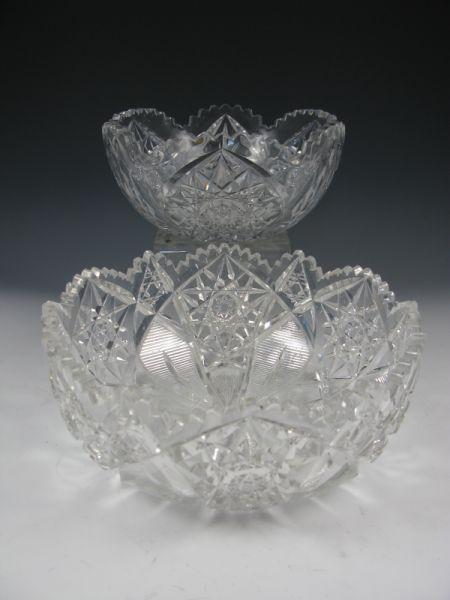 Appraisal: Two Cut Glass Centerbowls each of individual design Scattered flaking