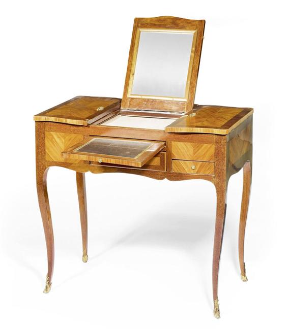 Appraisal: POUDREUSE Louis XV style prob th cent Inlaid rosewood and