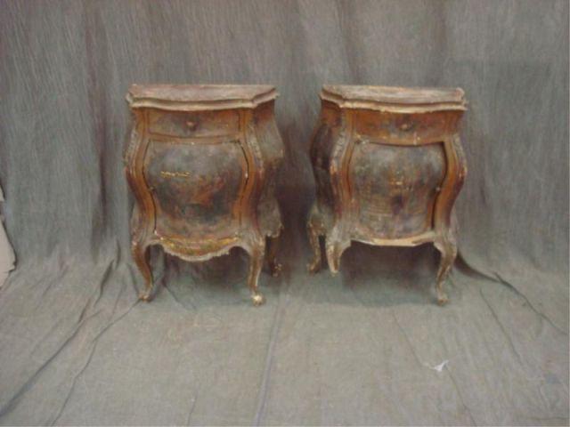 Appraisal: Pair of Bombe Italian End Tables As is Missing leg