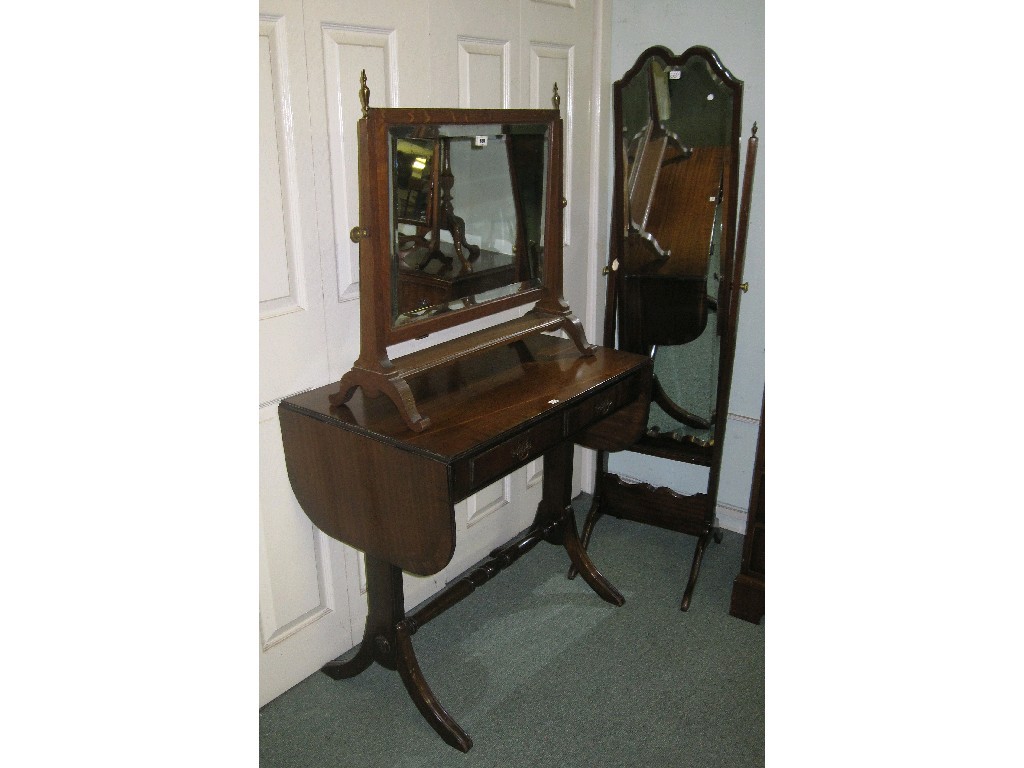 Appraisal: Lot comprising toilet mirror sofa table and cheval mirror