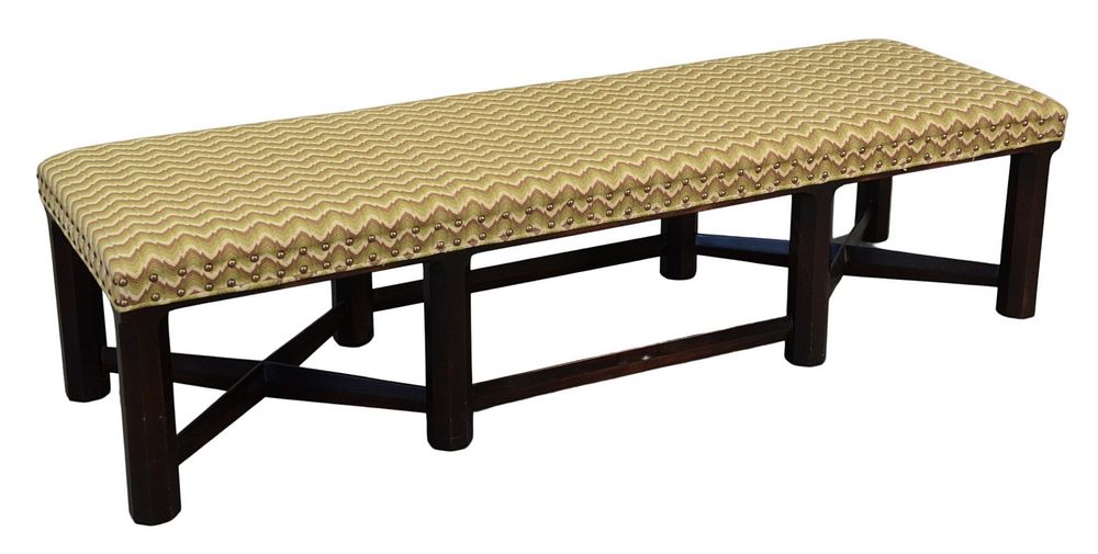 Appraisal: Hickory Furniture Company Bench having upholstered top with brass tacks