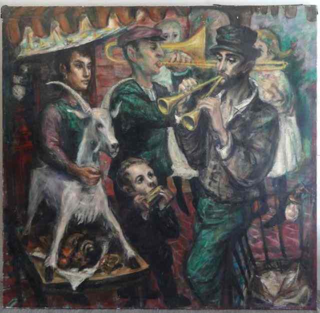 Appraisal: WOLFE Oil on Canvas Street Musicians Signed lower right On