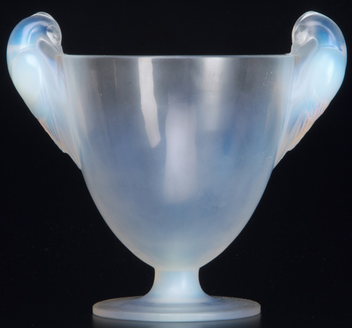 Appraisal: R LALIQUE Vase Ornis opalescent c M p No Wheel-cut