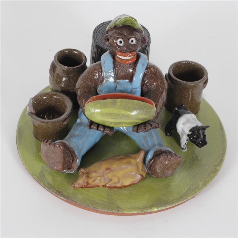 Appraisal: Marvin-Lynn Bailey contemporary Folk Art Black Americana glazed stoneware pottery