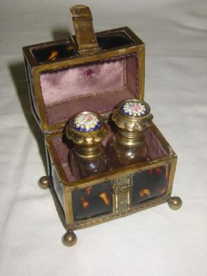 Appraisal: A VICTORIAN TORTOISESHELL SCENT BOTTLE CASKET of oblong form with