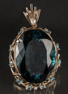 Appraisal: Spectacular cts plus topaz diamond pendant Spectacular topaz and diamond