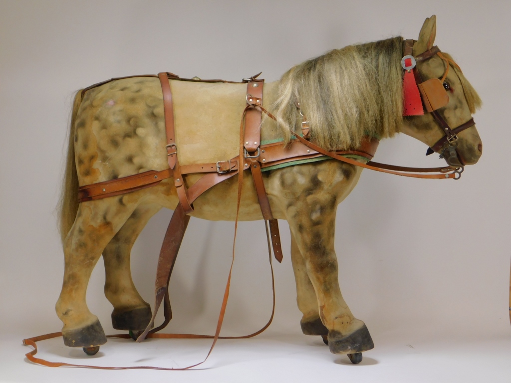 Appraisal: FINE C GERMAN PAPIER MACHE HORSE RIDE ON TOY Germany