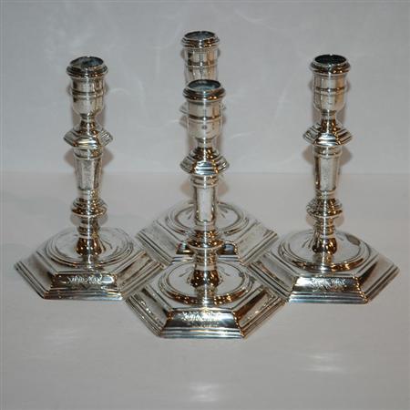 Appraisal: Assembled Set of Four Georgian Silver Candlesticks Estimate -