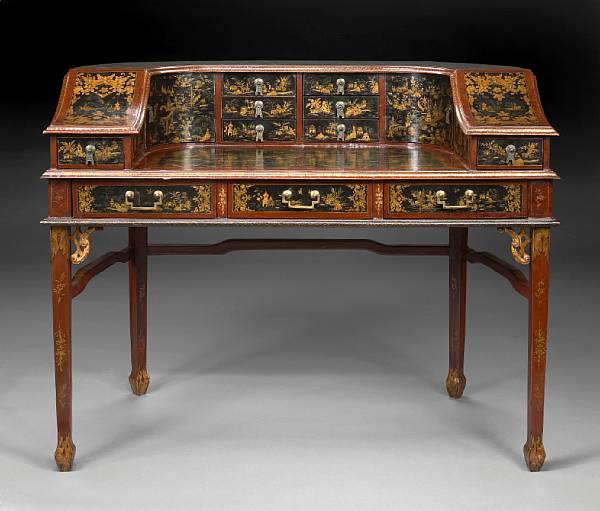 Appraisal: A chinoiserie lacquered Carlton House writing desk height in width