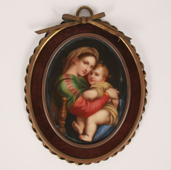 Appraisal: Hand painted miniature painting of Mother and Child on porcelain