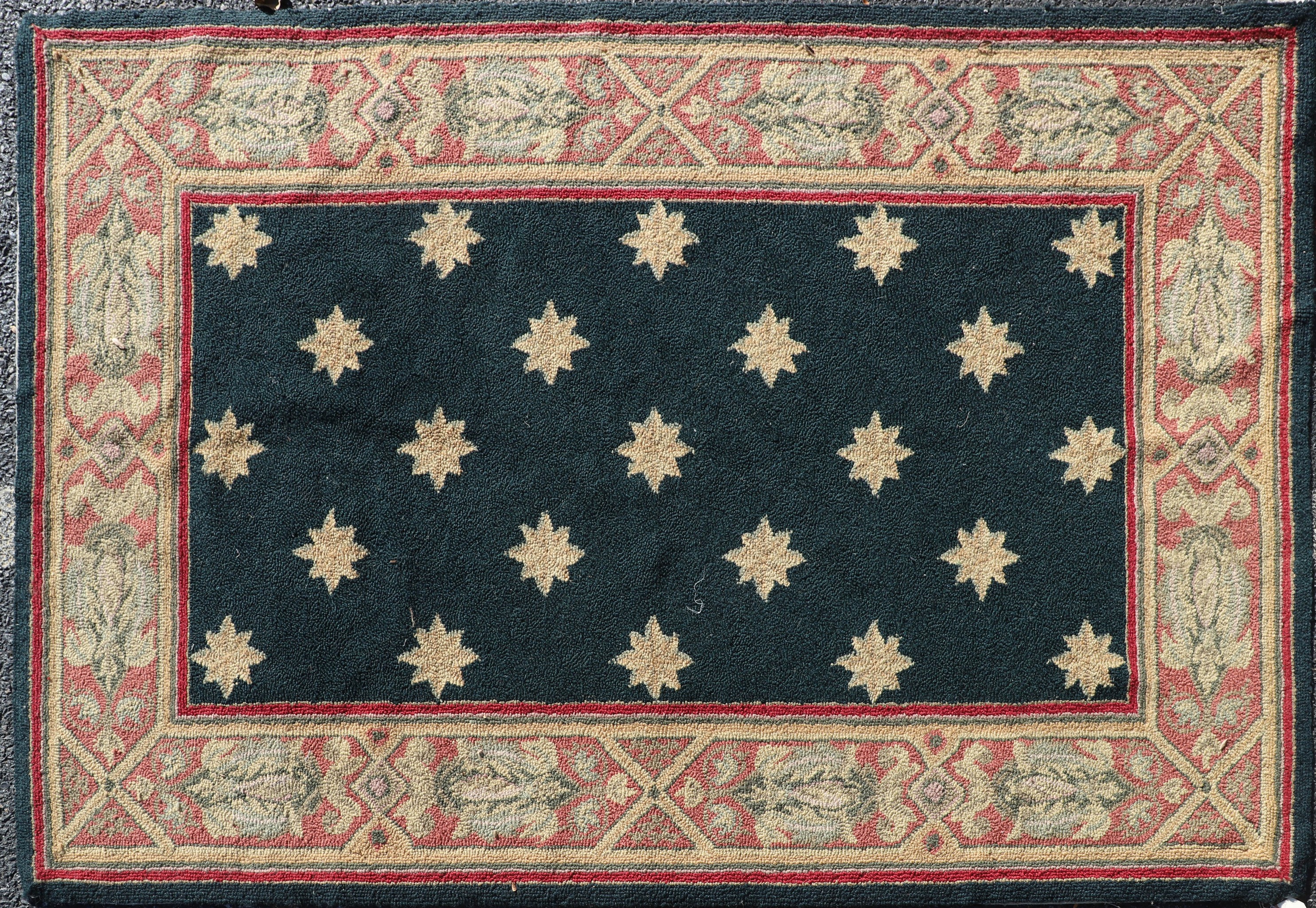 Appraisal: ' X ' American Hook Rug loose backing circa s