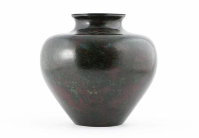 Appraisal: A Japanese bronze ovoid vase with a flared neck the